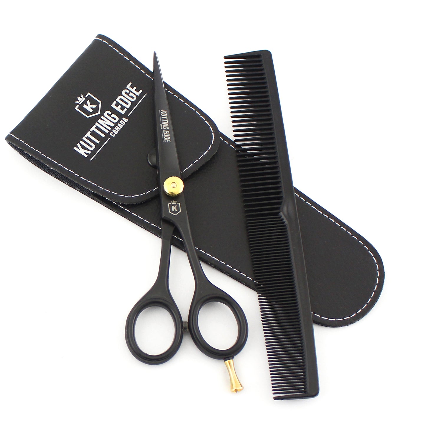 Black Hair Shears with a comb and Travel Pouch
