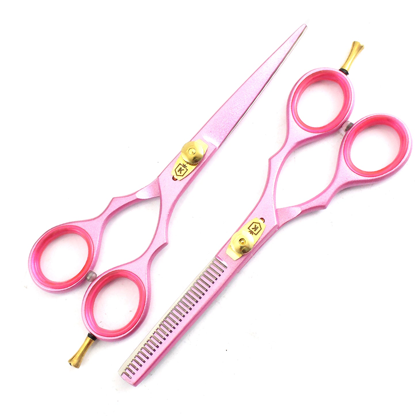 Professional Pink hair scissors and hair thinning shears set