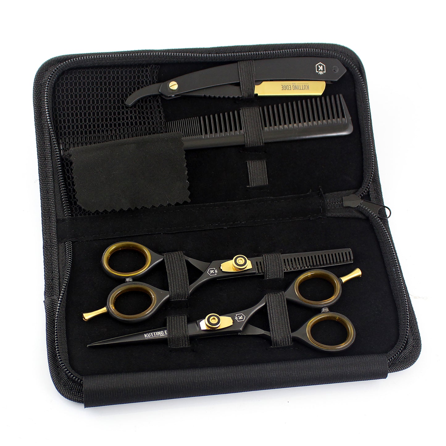 Pro Hair scissors set with razor comb and pouch