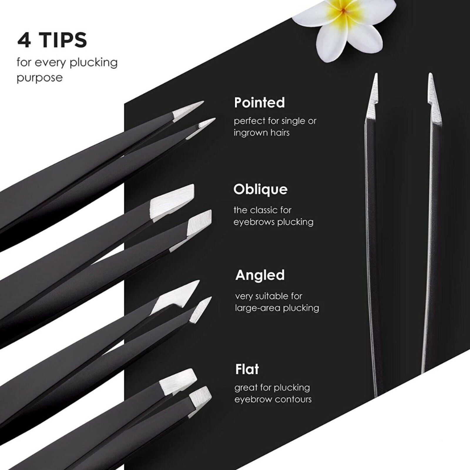 Tweezers with four different tips