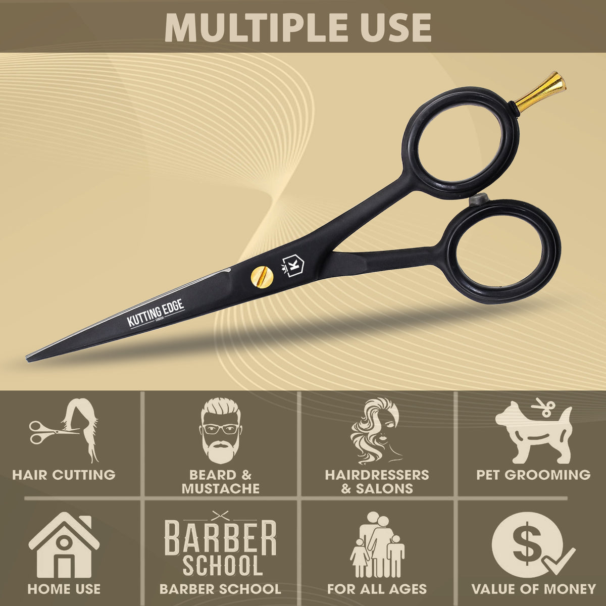 Mustache and Beard Scissors with combs and travel Pouch